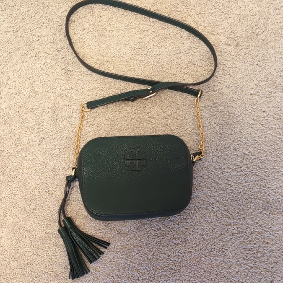 Tory Burch Handbags - Tory Burch Dark Green Crossbody Bag with Gold Chain
